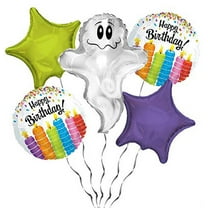 PMU Flying Ghost Birthday Balloon Bouquet Pkg/5