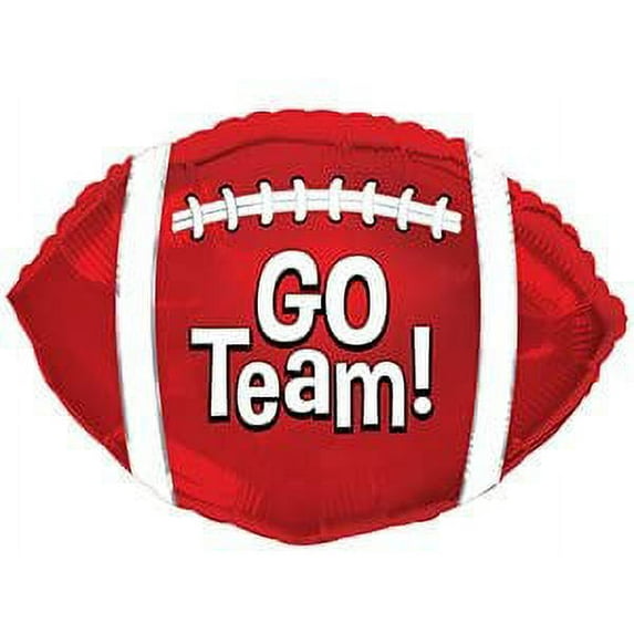 PMU Football Balloons "Go Team!" 10 Inches Pre-Inflated with Stick (Red) Pkg/24