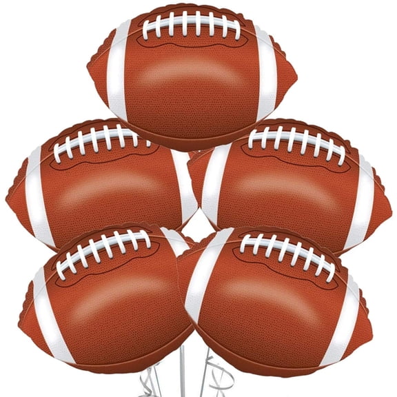 PMU Football Decorations - Game Day Leather Like Football 22 Inch Mylar Balloon (1/Pkg) Pkg/5