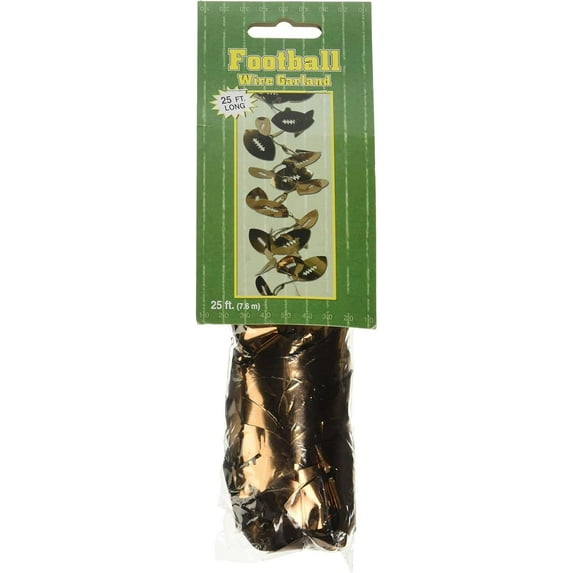 PMU Football Decorations - Gleam 'N Flex Football Garland Shiny Metallic Mini Footballs Super Bowl Sports Theme Party Accessories Football Indoor/Outdoor Decorations (1/pkg) Pkg/1