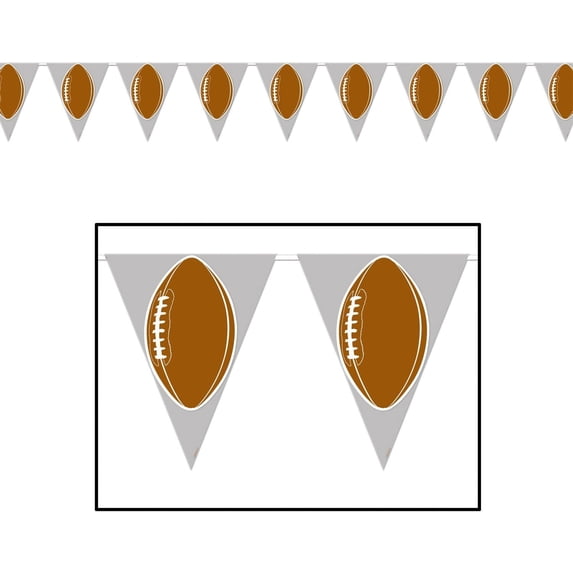 PMU Football Decorations - Pennant Banner 10in X 144in Sports Theme Party Accessories Indoor/Outdoor Decoration (1/pkg) Pkg/1