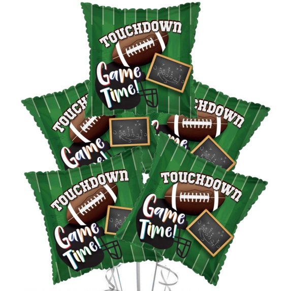 PMU Football Decorations - Touchdown Game Time 18 Inch Mylar Balloon (1/Pkg) Pkg/5