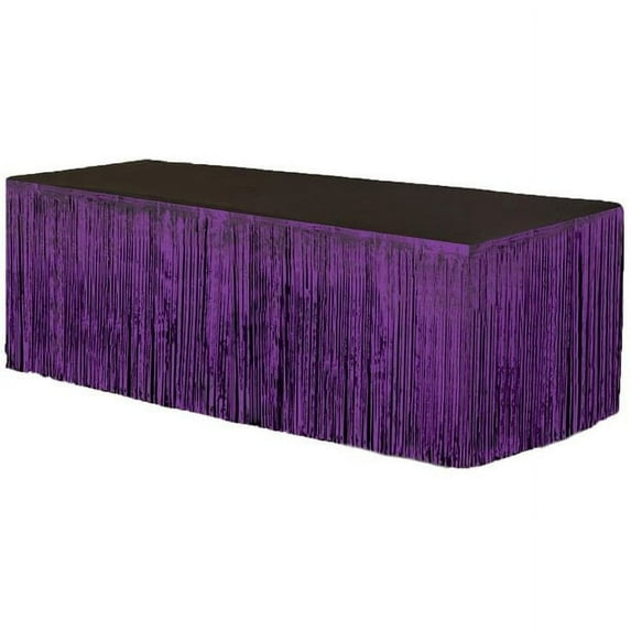PMU Fringe Table Skirt (Purple) 9 ft x 29 inches Pkg/12