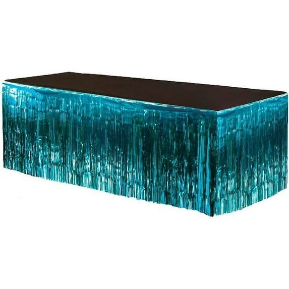 PMU Fringe Table Skirt (Teal) 9 ft x 29 inches Pkg/6
