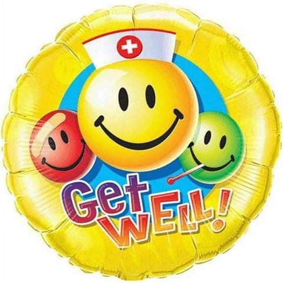 PMU Get Well "Get Well!" Flowers 18in Mylar-Foil Balloons Pkg/1