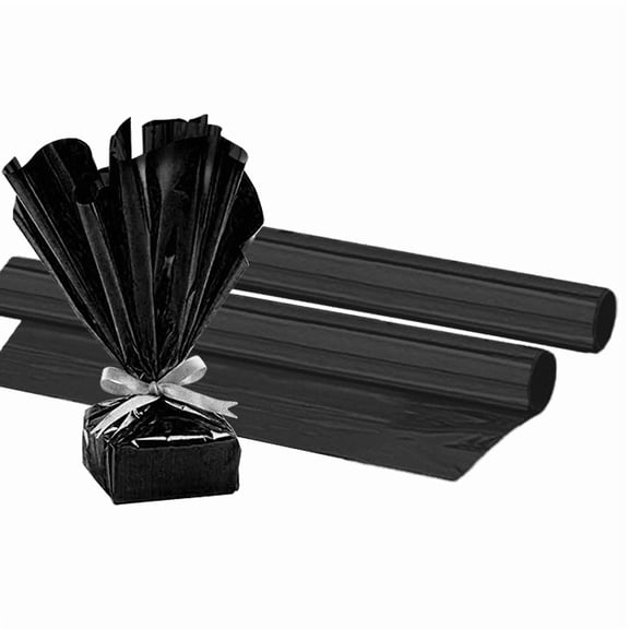 PMU (2) Gift Wrap Mylar Roll Metallic Black 2-sided, 24 Inches X 8.3 Ft Roll 1.4 Mil Highly Reflective Mylar Film, Great for Gifts, Birthdays, Christmas, Baskets, Arts & Crafts