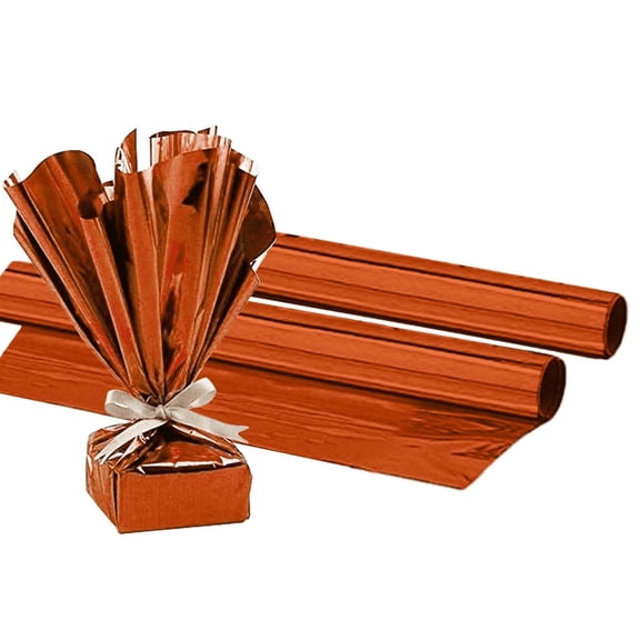 PMU (2) Gift Wrap Mylar Roll Metallic Orange 2-sided, 24 Inches X 8.3 Ft Roll 1.4 Mil Highly Reflective Mylar Film, Great for Gifts, Birthdays, Christmas, Baskets, Arts & Crafts