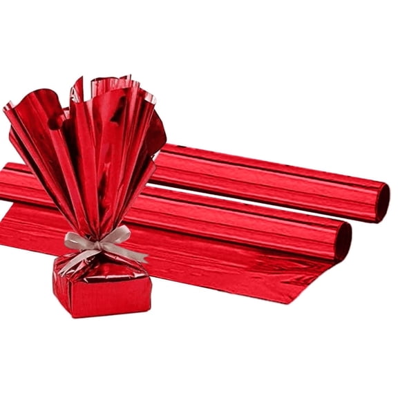 PMU (2) Gift Wrap Mylar Roll Metallic Red 2-sided, 24 Inches X 8.3 Ft Roll 1.4 Mil Highly Reflective Mylar Film, Great for Gifts, Birthdays, Christmas, Baskets, Arts & Crafts