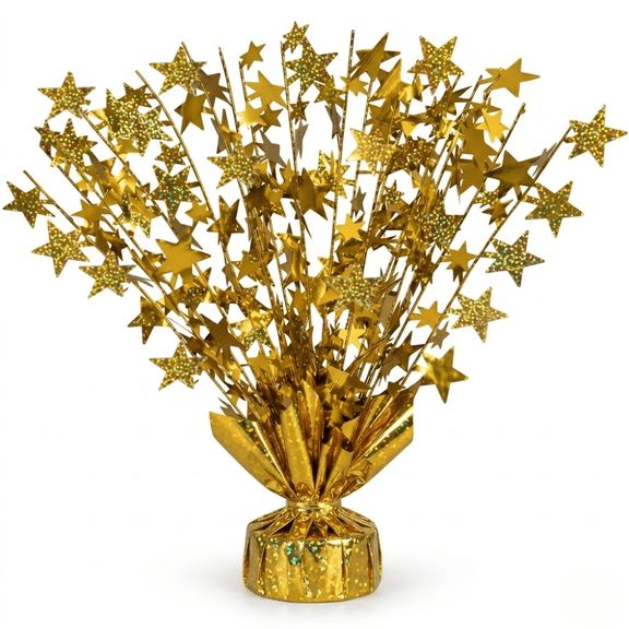 PMU Bursting Star Centerpiece- Gold Balloon Weights, table Centerpiece for Graduation, Birthdays, Halloween, Veterans, Party & Independence Day Celebration-15in / 7.34cm