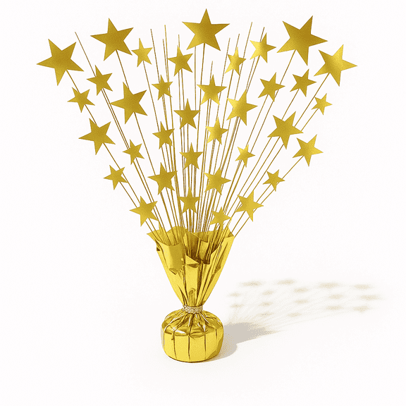 PMU 12 Pack Bursting Star Centerpiece- Gold Balloon Weights, table Centerpiece for Graduation, Birthdays, Halloween, Veterans, Party & Independence Day Celebration-15in / 7.34cm
