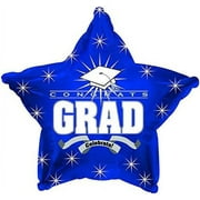 PMU Grad Congrats Star 18in Mylar Balloon Blue Pkg/1