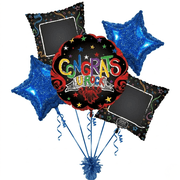 PMU Grad U Roc! Balloon Bouquet Blue 5/pkg Pkg/1