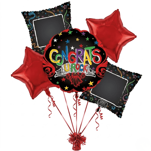 PMU Grad U Roc! Balloon Bouquet Red (5/pkg) Pkg/1