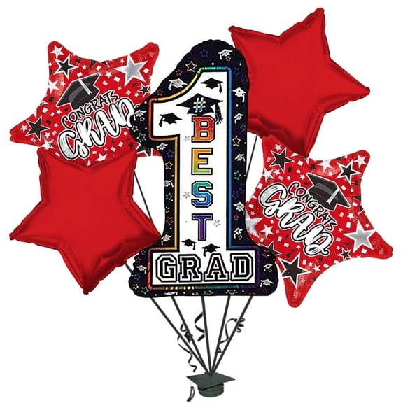 PMU Graduation #1 Best Grad Red Shape-A-Loon Balloon Bouquet (5/pkg) Pkg/1