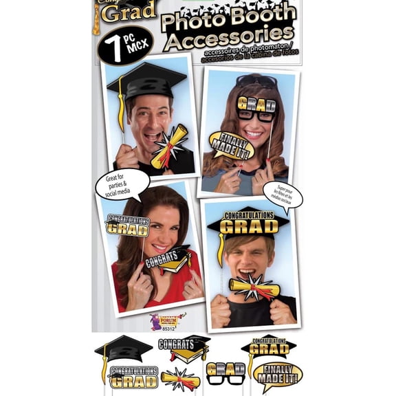 PMU Graduation 7pc Photo Booth Set - Graduation Celebration Decor and Party Accessories (7/Pkg) Pkg/1
