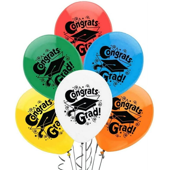 PMU Graduation Balloons 12 Inch Congrats Grad Assorted Latex Pkg/12