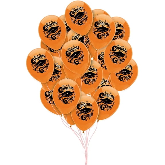 PMU Graduation Balloons 12 Inch Congrats Grad Bright Orange Latex Pkg/50