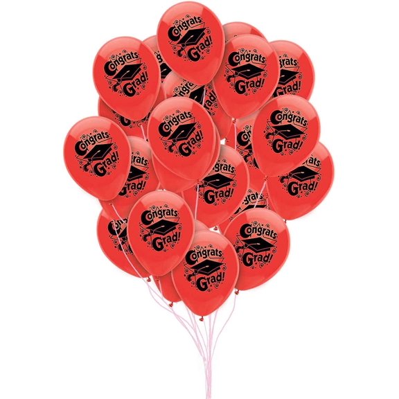 PMU Graduation Balloons 12 Inch Congrats Grad Red Latex Pkg/50