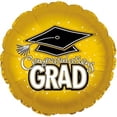 thumbnail image 1 of PMU Graduation Cap 18in Mylar Balloon Gold Pkg/1, 1 of 9