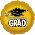 thumbnail image 1 of PMU Graduation Cap 18in Mylar Balloon Gold Pkg/25, 1 of 8