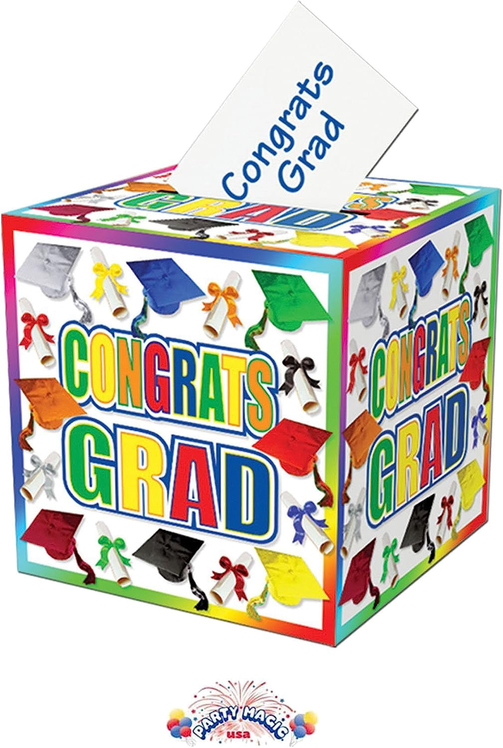 PMU Graduation Card Box (Multicolored) 12in x 12in Graduation Celebration Party Accessory Pkg/1