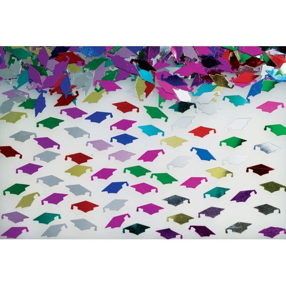 PMU Graduation Confetti Grad Cap 0.5 oz Multicolored Grad Confetti Table Decorations, Graduation Party Decor