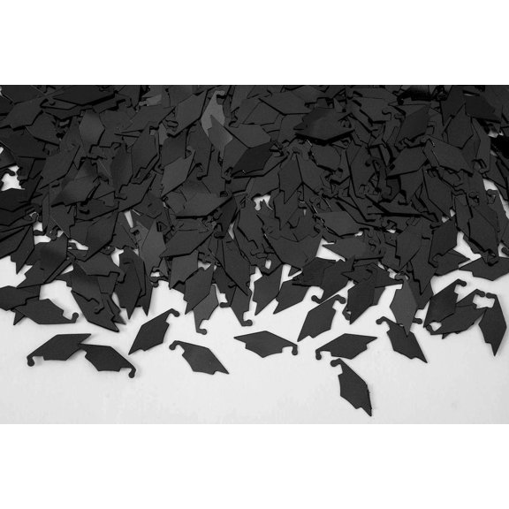 PMU Graduation Confetti Grad Cap 0.5 oz Black Grad Confetti Table Decorations, Graduation Party Decor