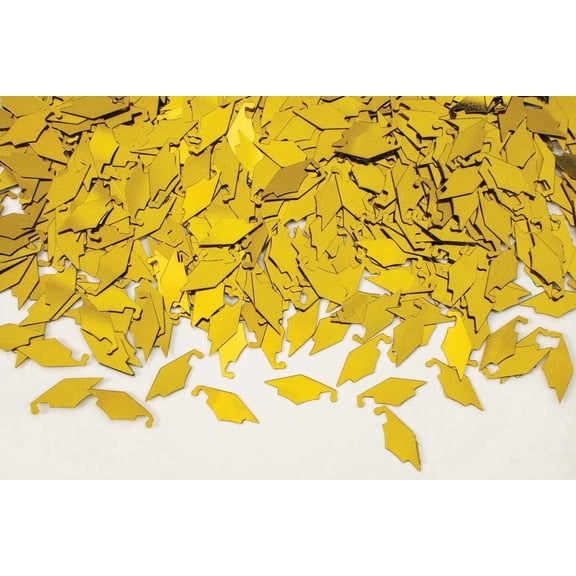 PMU Graduation Confetti Grad Cap 0.5 oz Gold Grad Confetti Table Decorations, Graduation Party Decor