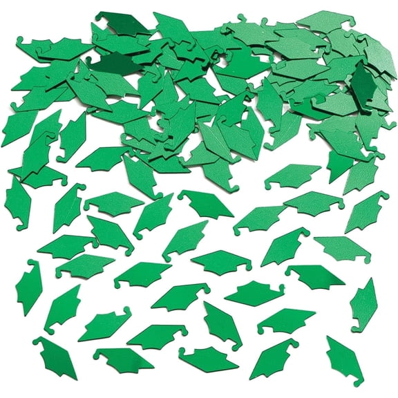 PMU Graduation Confetti Grad Cap 0.5 oz Metallic Green Grad Confetti Table Decorations, Graduation Party Decor