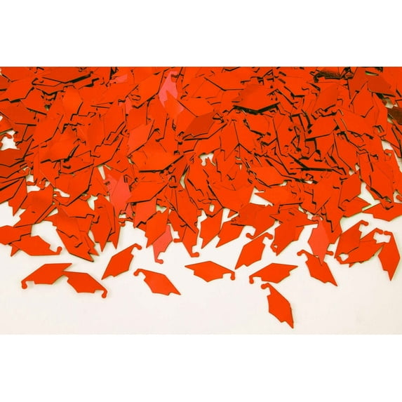 PMU Graduation Confetti Grad Cap 12 Pack, 0.5 oz Orange Grad Confetti Table Decorations, Graduation Party Decor