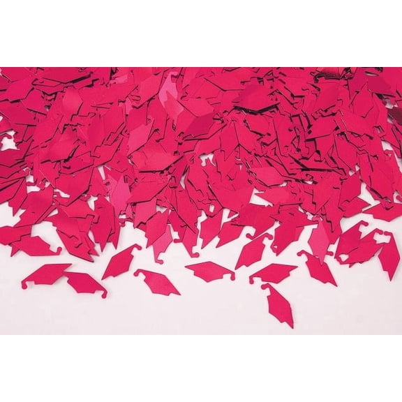 PMU Graduation Confetti Grad Cap 3 Pack, 0.5 oz Metallic Red Grad Confetti Table Decorations, Graduation Party Decor