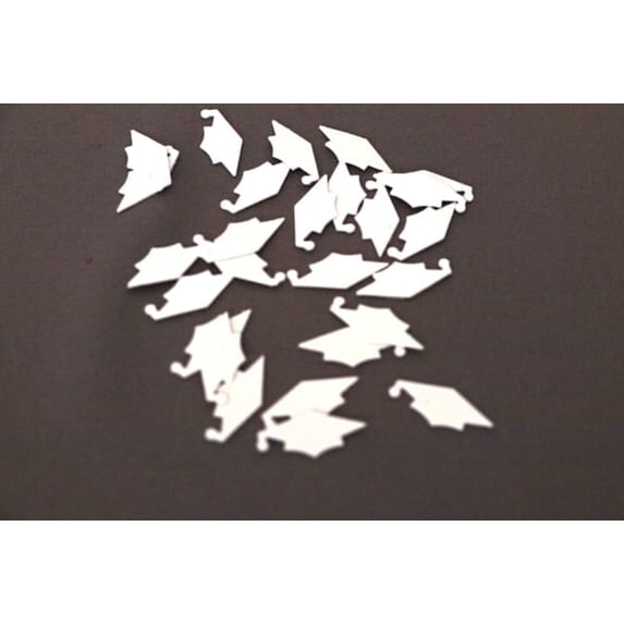 PMU Graduation Confetti Grad Cap 3 Pack, 0.5 oz White Grad Confetti Table Decorations, Graduation Party Decor