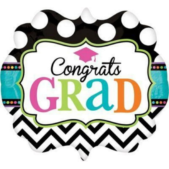 PMU Graduation "Congrats Grad" Dream Big Chevron Marquee 25 Inch Mylar Foil Balloons Pkg/1