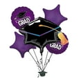 thumbnail image 1 of PMU Graduation "Congrats Grad" Purple Foil Balloon Bouquet Pkg/5, 1 of 6