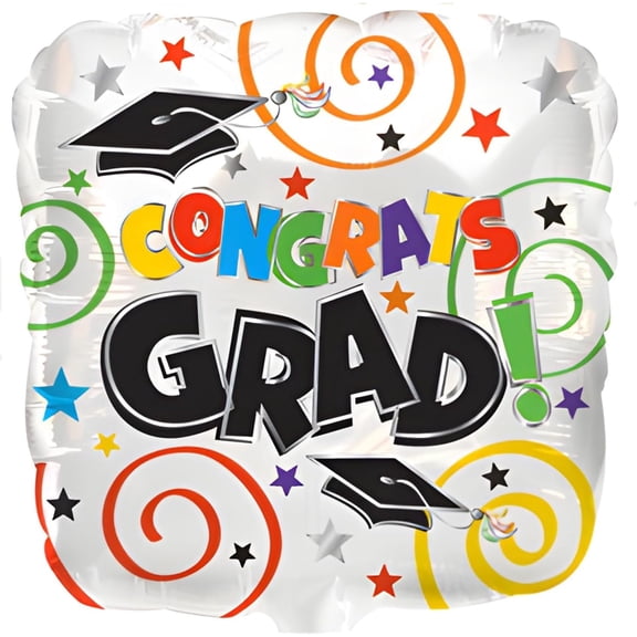 PMU Graduation "Congrats Grad" Square 18in Mylar Balloon Pkg/1