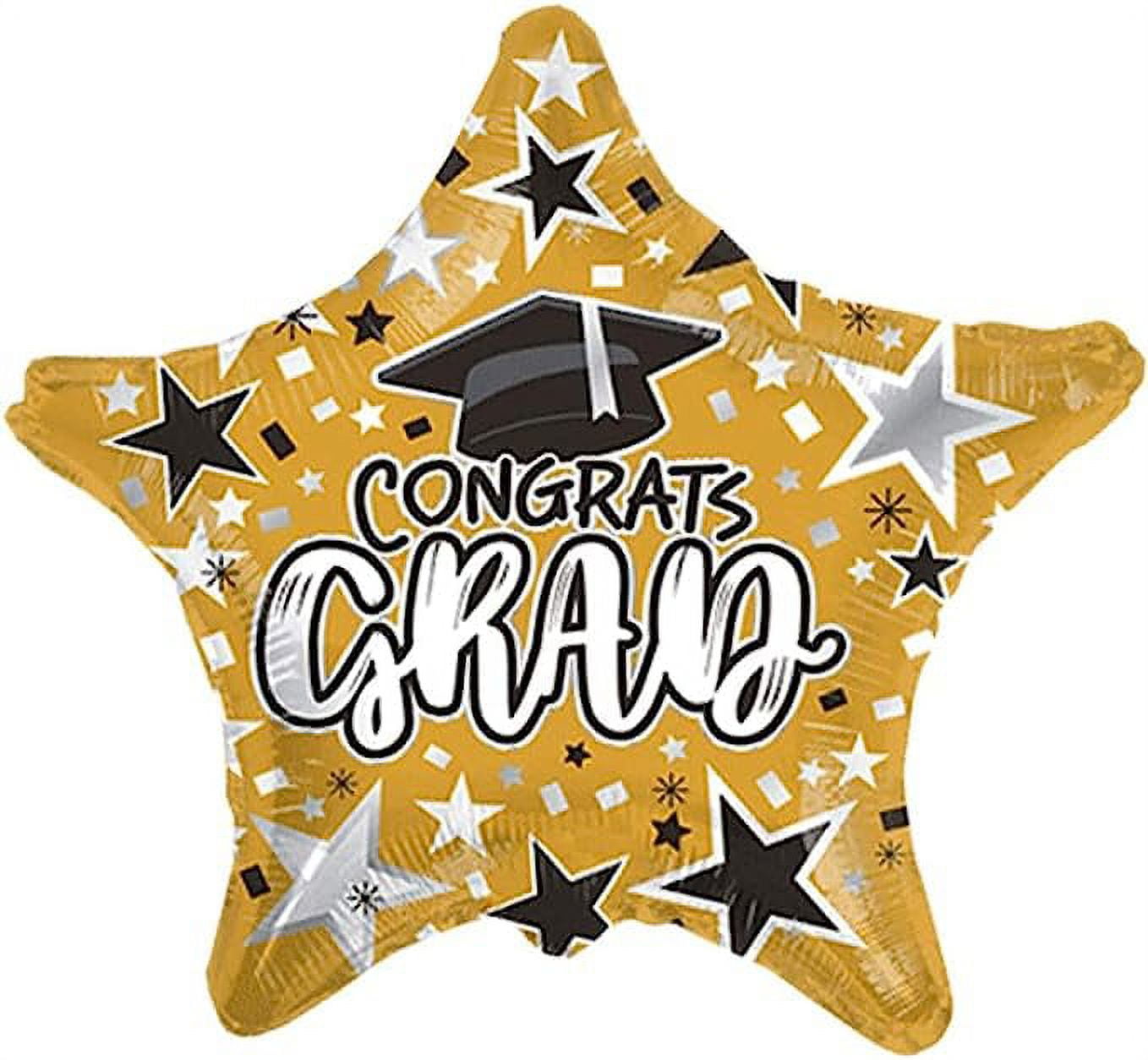 PMU Graduation Congrats Grad Star Gold 18 Inch Mylar Balloon Pkg/1 ...