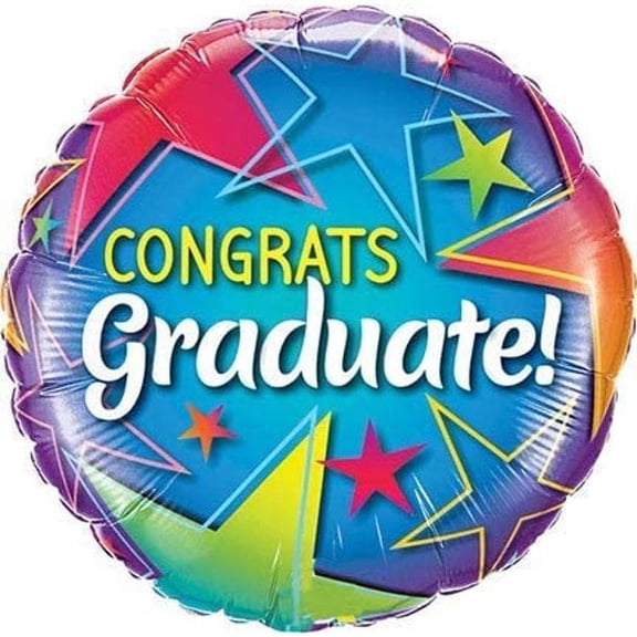 PMU Graduation Congrats Graduate! Stars 18 Inch Mylar Foil Balloon Pkg/1