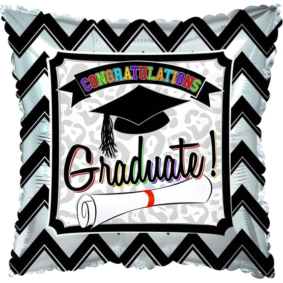 PMU Graduation "Congratulations Graduate" Chevron Square 18in Mylar Balloon Pkg/5