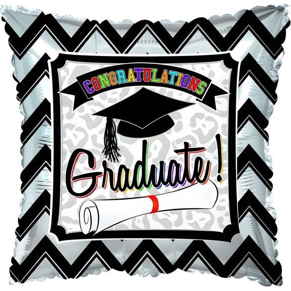 PMU Graduation "Congratulations Graduate" Chevron Square 18in Mylar Balloon Pkg/5