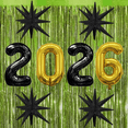 thumbnail image 1 of PMU 12 Pc Set Graduation Decorations | Number Balloons 2026 Black with Lime Green Curtain Backdrop and Star Mylar | Graduation Party Supplies, 1 of 6