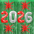 thumbnail image 1 of PMU 12 Pc Set Graduation Decorations | Number Balloons 2026 Ruby Red with Green Curtain Backdrop and Star Mylar | 2026 Graduation Party Decorations | Graduation Party Supplies, 1 of 6