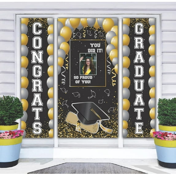 PMU Graduation Door Cover 60in x 30in and Side Banners 60in x 16in - Graduation Celebration Decor Party Accessories (3/Pkg) Pkg/3