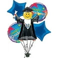 thumbnail image 1 of PMU Graduation Jumping Smiley Grad Balloon Bouquet | Jumping Grad Mylar Balloons | Jump for Joy Graduation Smiley Grad Balloon | Grad Foil Balloons | Light Blue (5/Pkg) Pkg/1, 1 of 8