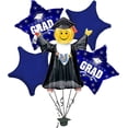 thumbnail image 1 of PMU Graduation Jumping Smiley Grad Balloon Bouquet | Jumping Grad Mylar Balloons | Jump for Joy Graduation Smiley Grad Balloon | Grad Foil Balloons | Navy Blue (5/Pkg) Pkg/1, 1 of 8