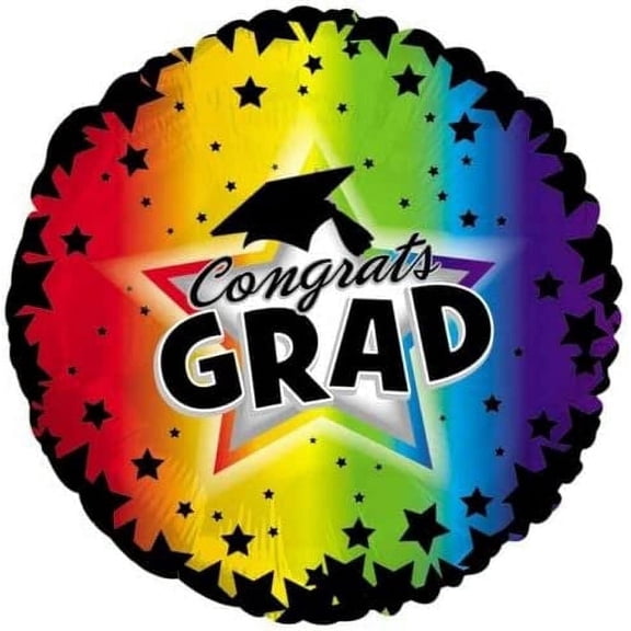 PMU Graduation Rainbow Stripes 30 Inch Mylar Balloon Pkg/5