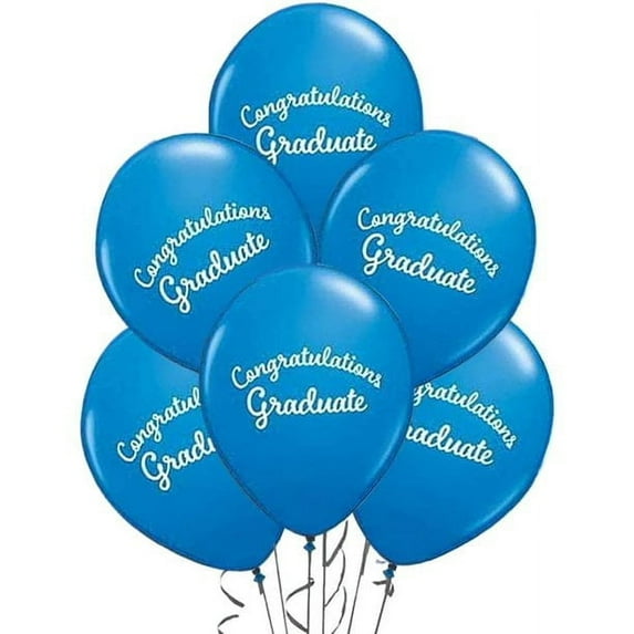 PMU Graduation Script Balloons 11 Inch Premium PartyTex Blue Latex (100/Pkg) Pkg/1