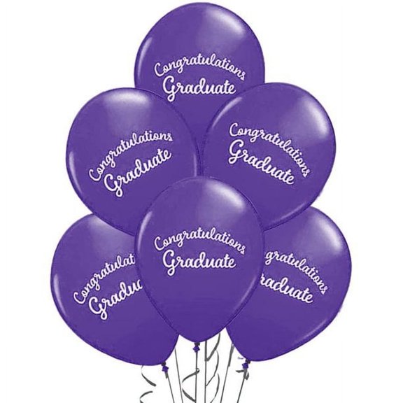 PMU Graduation Script Balloons 11 Inch Premium PartyTex Purple Latex (12/Pkg) Pkg/1