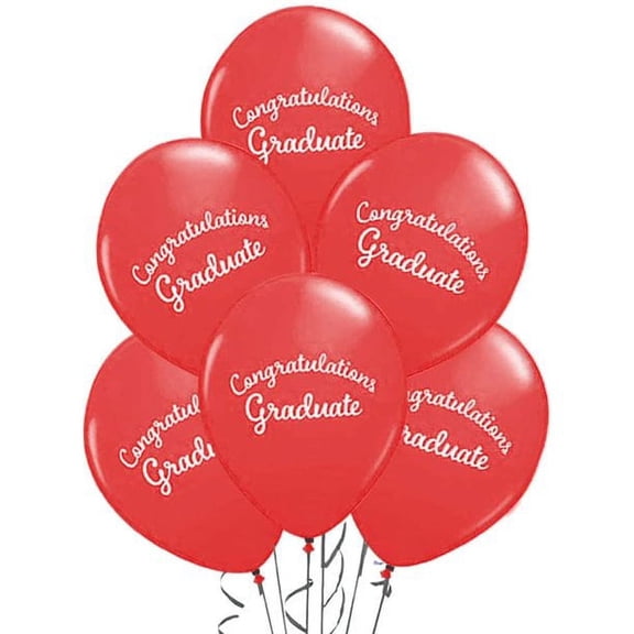 PMU Graduation Script Balloons 11 Inch Premium PartyTex Red Latex (50/Pkg) Pkg/1