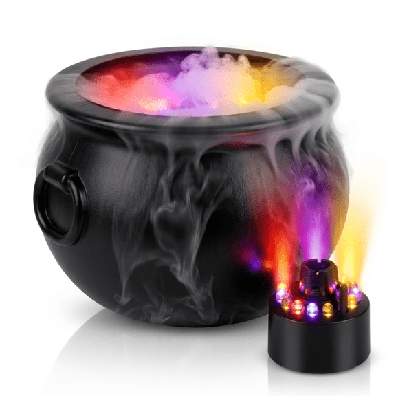 PMU 2pc Cauldron set, 10in Black Cauldron w/Mist Maker & Multicolor Fogger