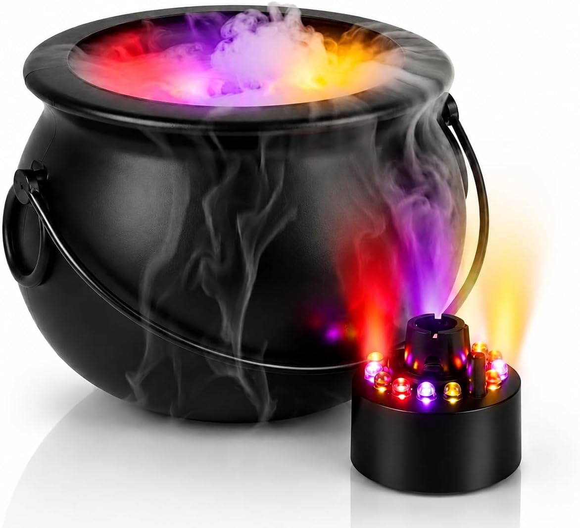 PMU 2pc Cauldron set, 8in Black Cauldron w/Mist Maker & Multicolor Fogger